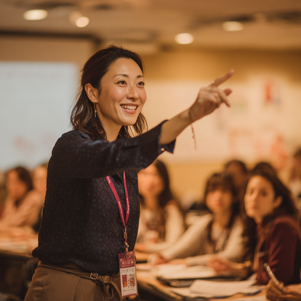 IELTS・TEAP・ケンブリッジ英検対策セミナー - 講師がスライドで指導している授業風景